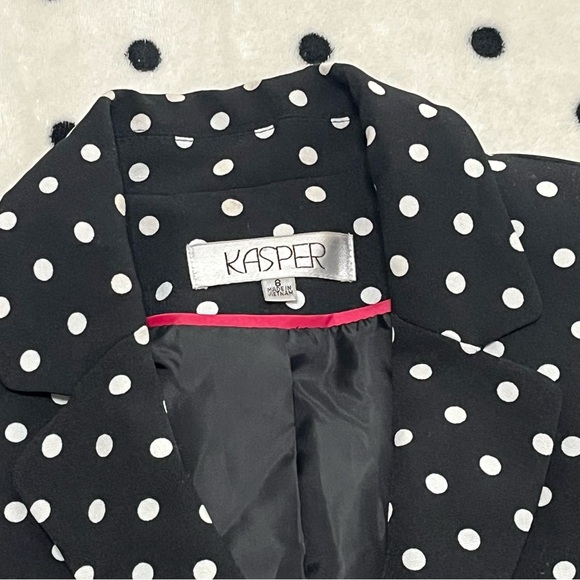 Vintage Kasper Polka Dot Blazer Size 8 - Picture 5 of 14